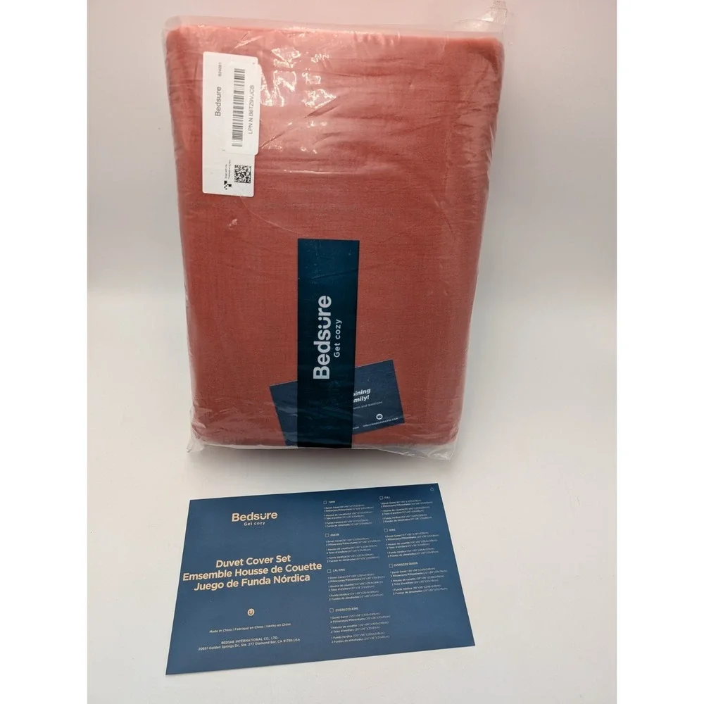 Bedsure Terracotta Color  Duvet Cover Size King 3 Pieces Extra Soft Bedding